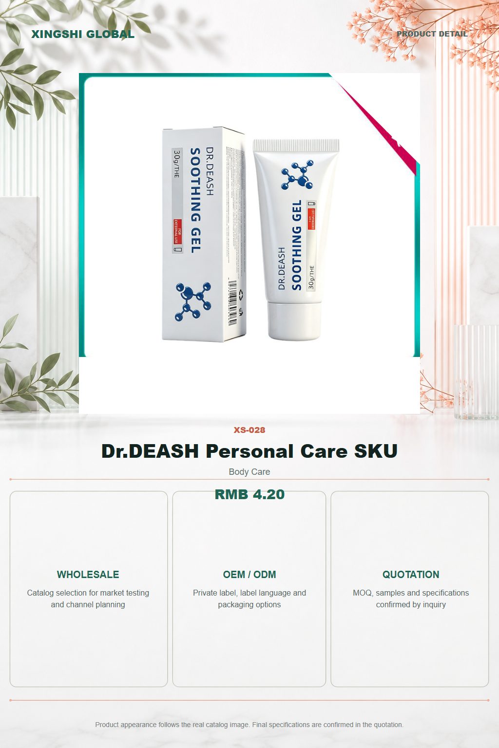 Dr.DEASH Personal Care SKU detail