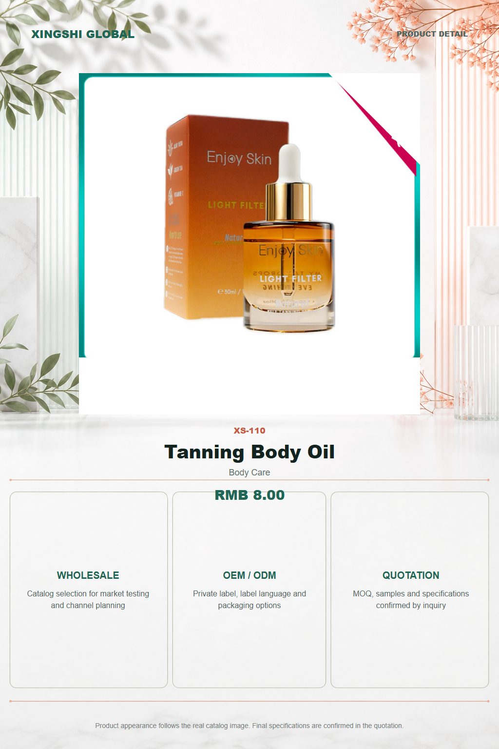 Tanning Body Oil detail